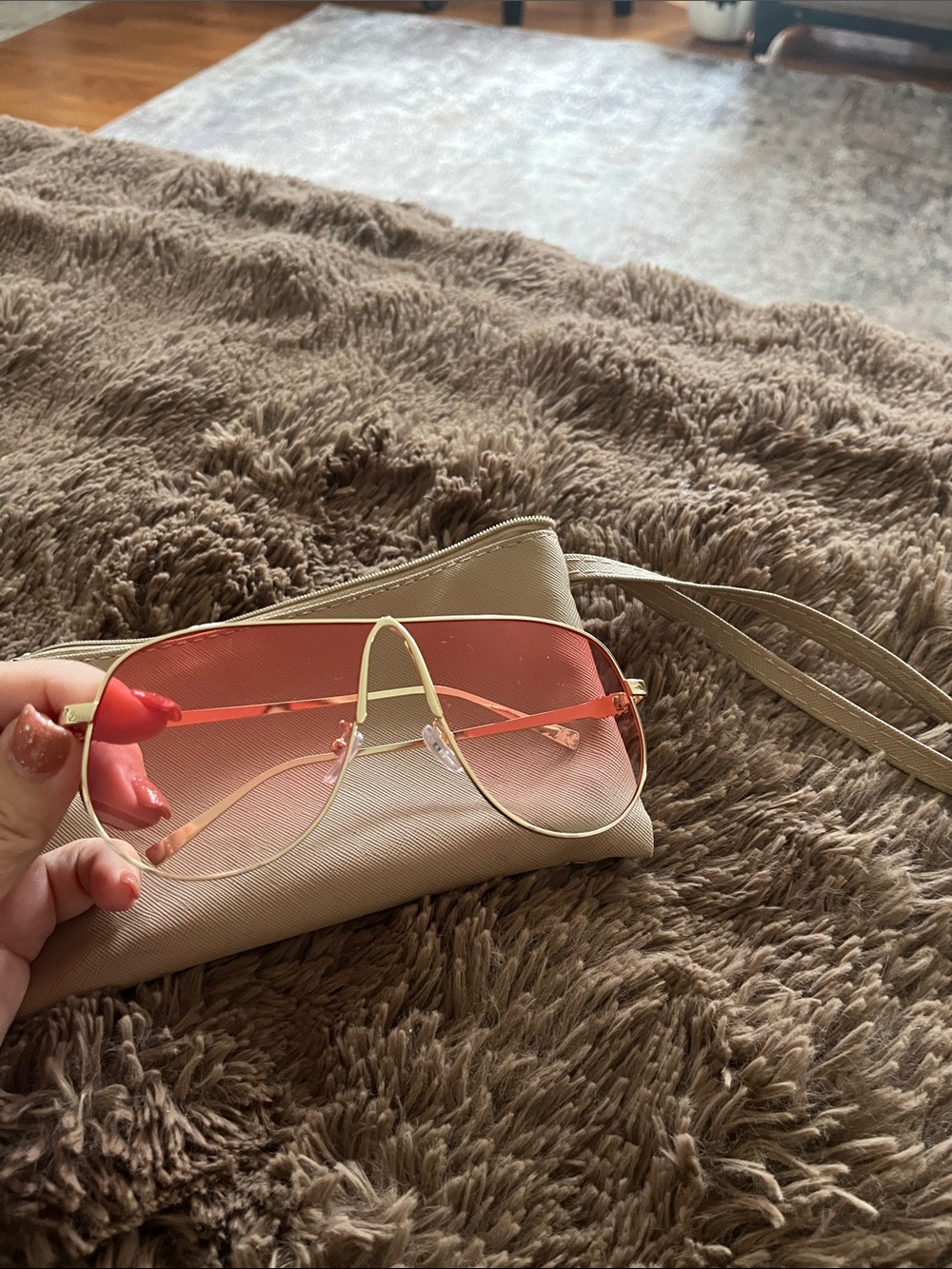 Women's Gradient Pink Shield Sunglasses with Gold Frame